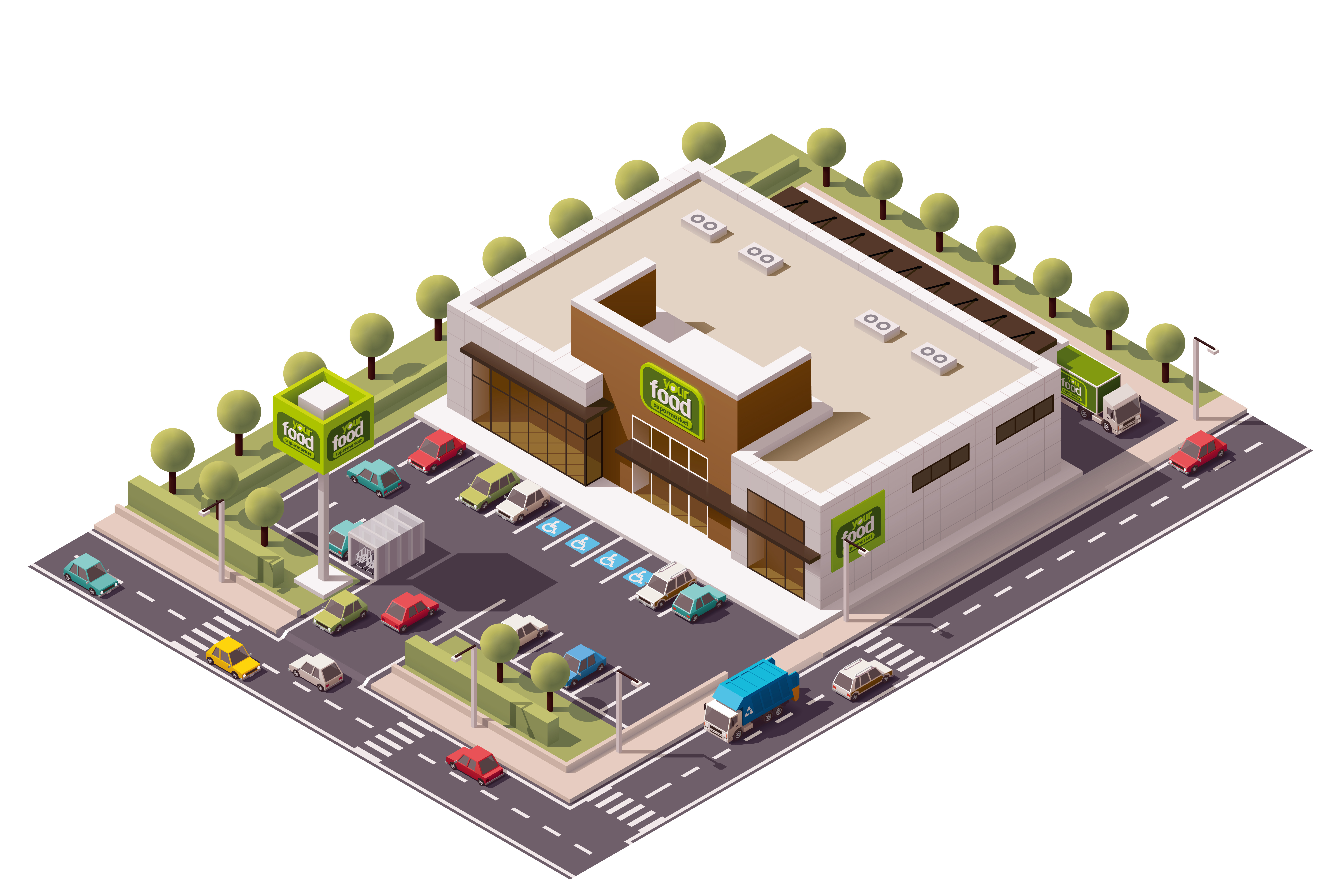 Trends in Food Retail | Worldlink Integration Group | Isometric grocery store vector illustration