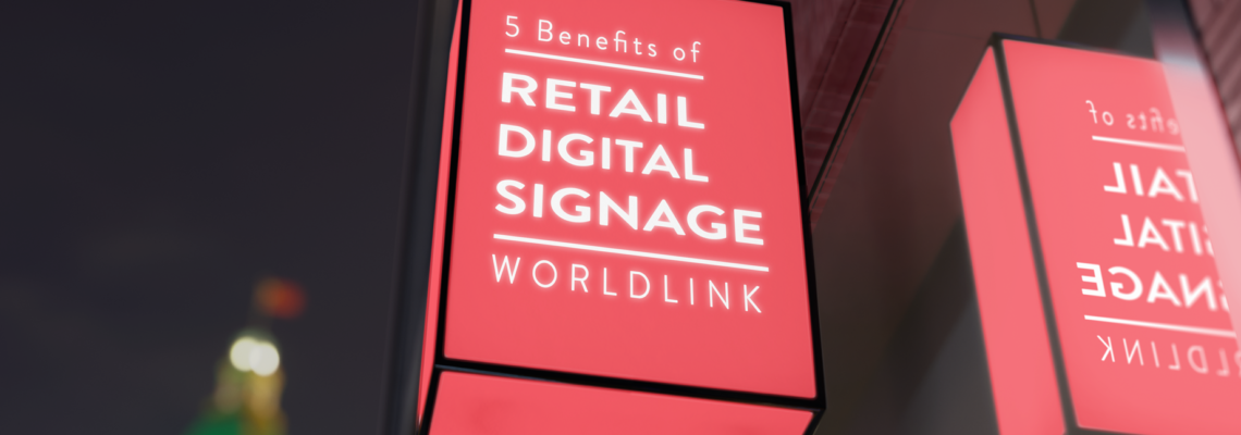 bright retail digital signage on front building